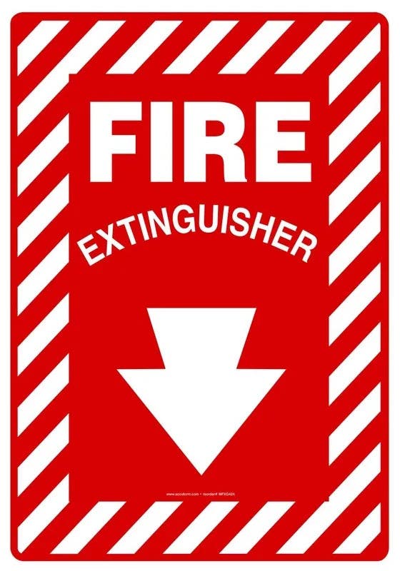 AccuformNMC MFXG424 Safety Sign, Fire Extinguisher (Arrow), 20" H x 14" W