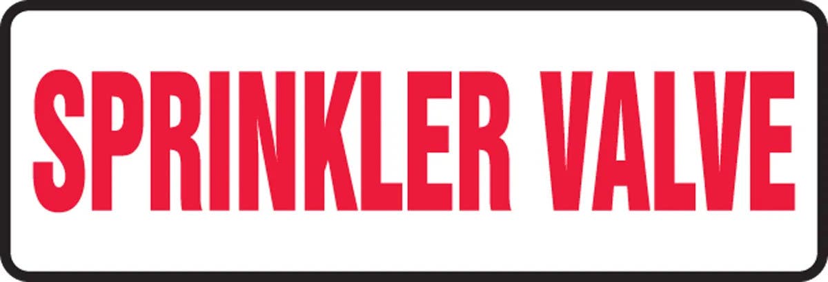 AccuformNMC MFXG438 Safety Sign, Sprinkler Valve, 4" H x 12" W