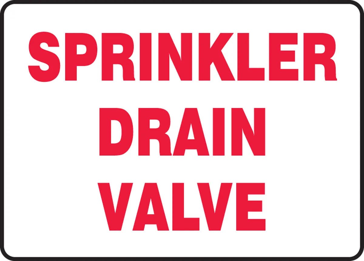 AccuformNMC MFXG548 Safety Sign, Sprinkler Drain Valve, 10" H x 14" W