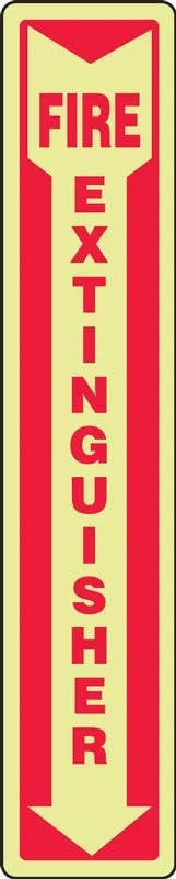 AccuformNMC MFXG5 Glow-In-The-Dark Safety Sign, Fire Extinguisher (Down Arrow)