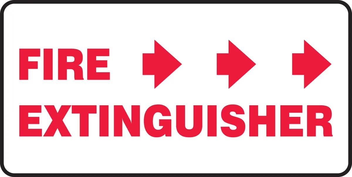 AccuformNMC MFXG566 Fire Safety Sign, Fire Extinguisher (Right Arrow), 7" H x 14" W