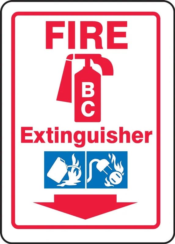 AccuformNMC MFXG570 Fire Safety Sign, BC Fire Extinguisher (Symbols), 14" H x 10" W
