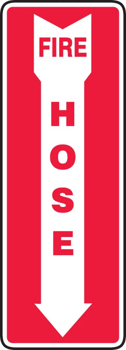 AccuformNMC MFXG597 Fire Safety Sign, Fire Hose, 14" H x 5" W