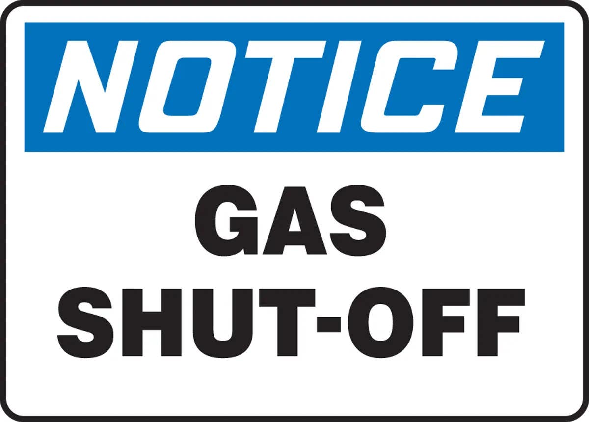 AccuformNMC MFXG80 OSHA Notice Safety Sign, Notice, Gas Shut-Off