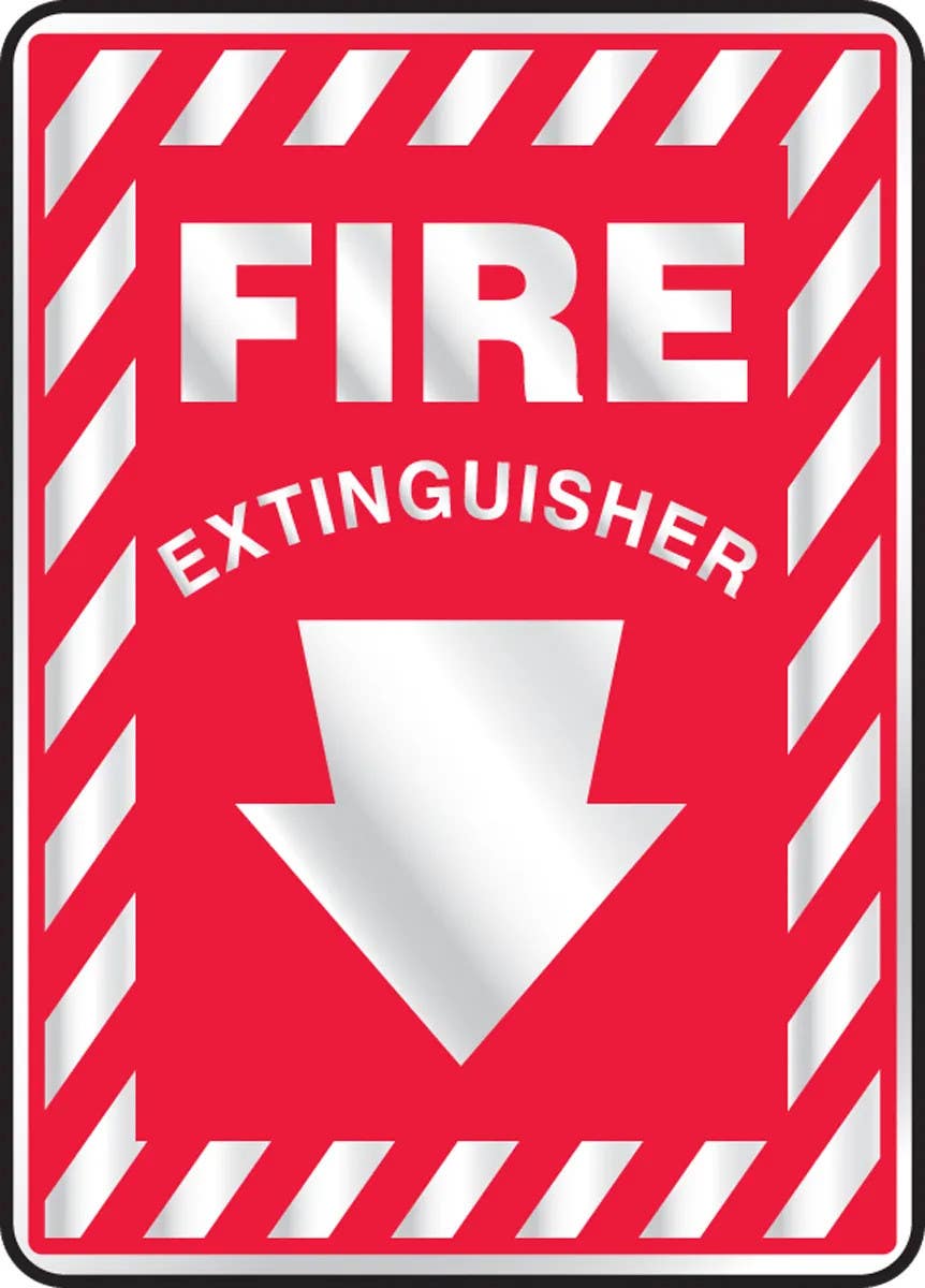 AccuformNMC MFXG908RV Safety Sign, Fire Extinguisher, Reflective Sheet, 14" H x 10" W