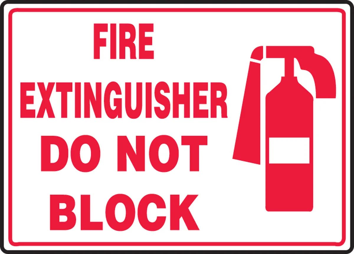 AccuformNMC MFXG914 Safety Sign, Fire Extinguisher, Do Not Block (Graphic), 10" H x 14" W