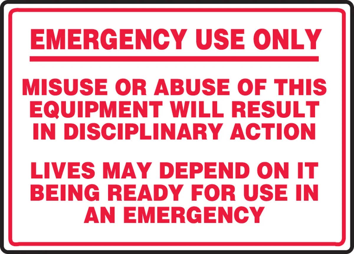AccuformNMC MFXG921 Fire Safety Sign, Emergency Use Only, 10" H x 14" W