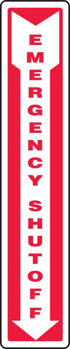 AccuformNMC MFXG927 Safety Sign, Emergency Shut-Off, 24" H x 4" W