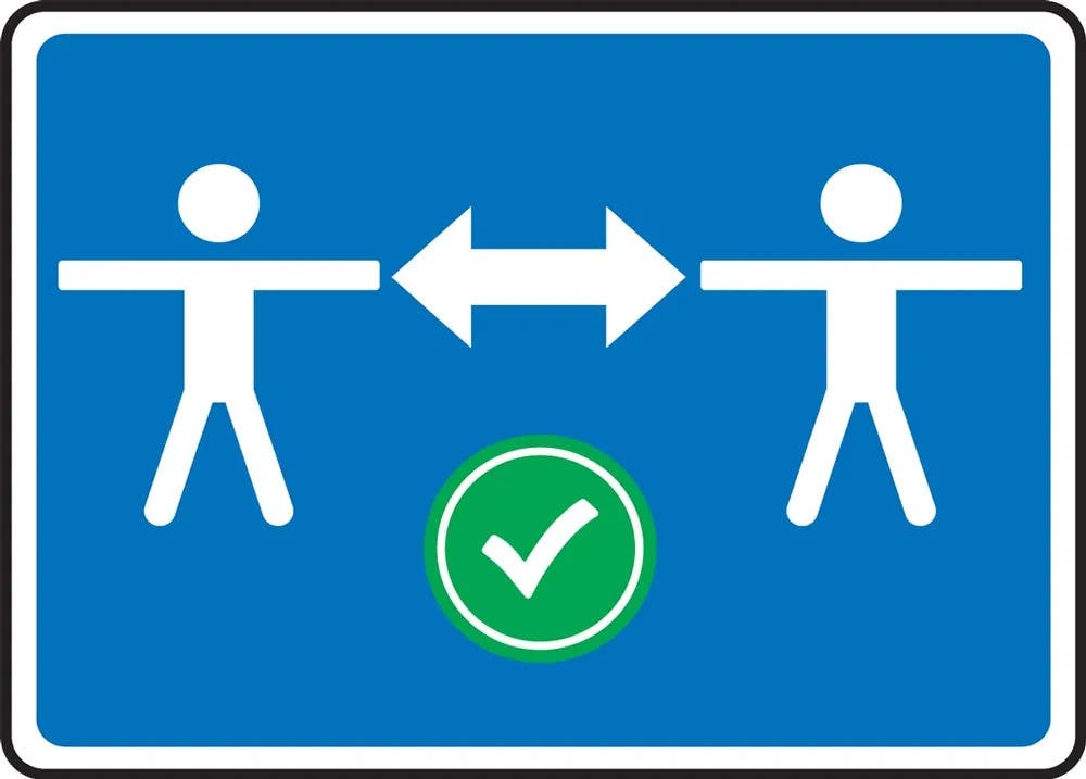 AccuformNMC MGNF5 Safety Sign, Social Distance Image With Green Check Mark
