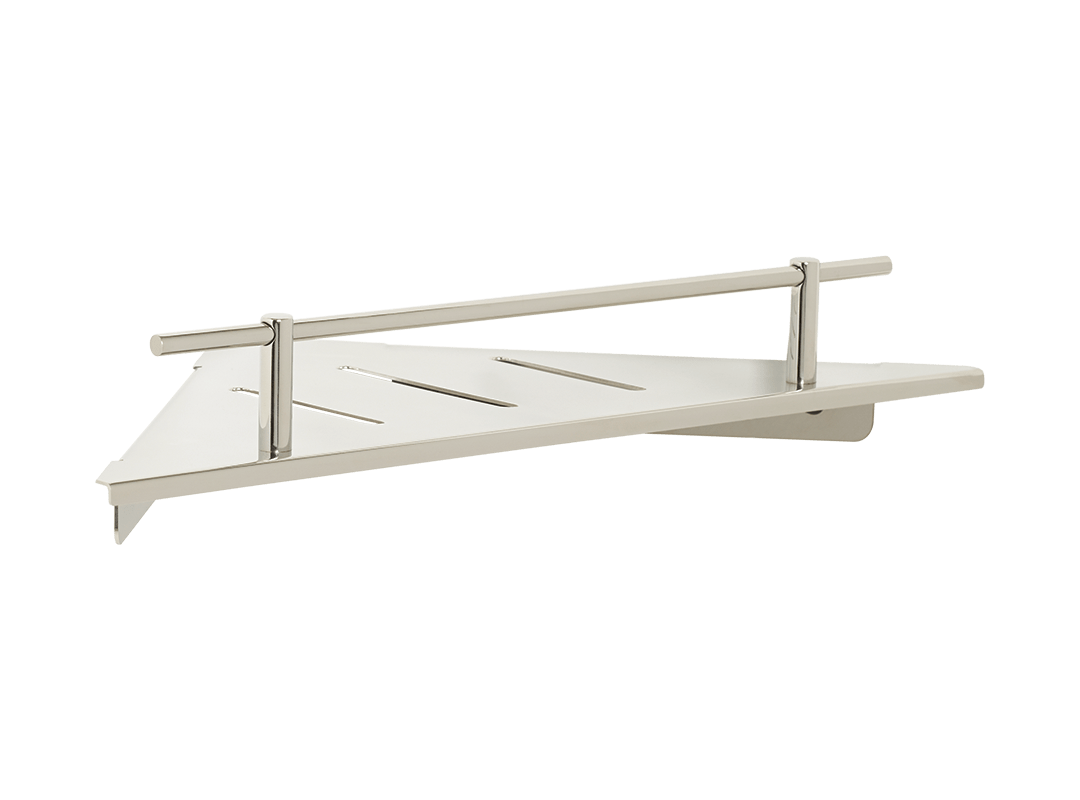 Seachrome W-SC300-0909 Corner Shower Shelf with Drain Slots and Rail