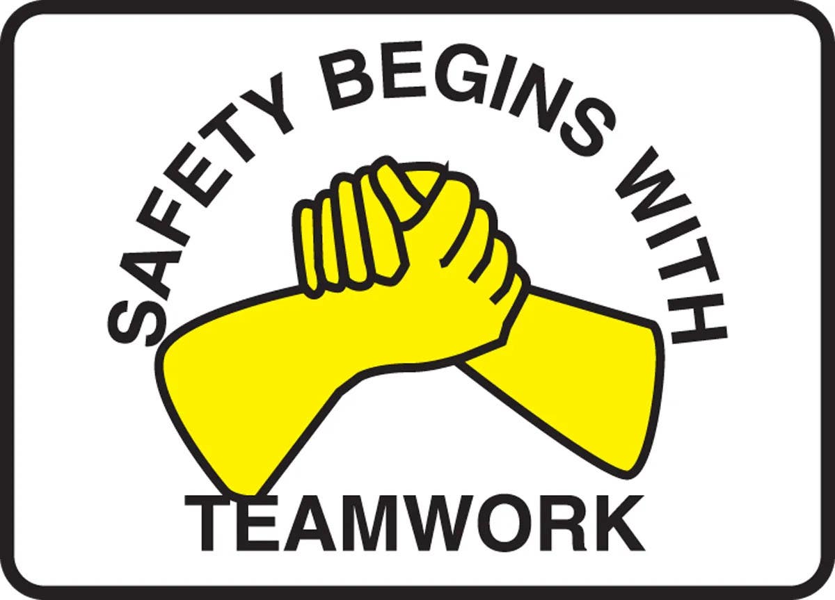 AccuformNMC MGNF524 Safety Sign, Safety Begins With Teamwork, 10" H x 14" W