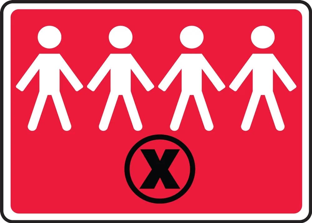 AccuformNMC MGNF527 Safety Sign, Social Distance Image With Black X, 5" H x 7" W