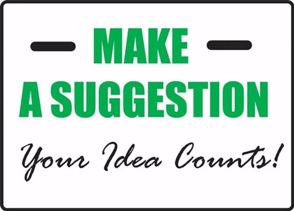 AccuformNMC MGNF560VP Suggestion Sign, Make A Suggestion, Your Idea Counts, Plastic, 10" H x 14" W