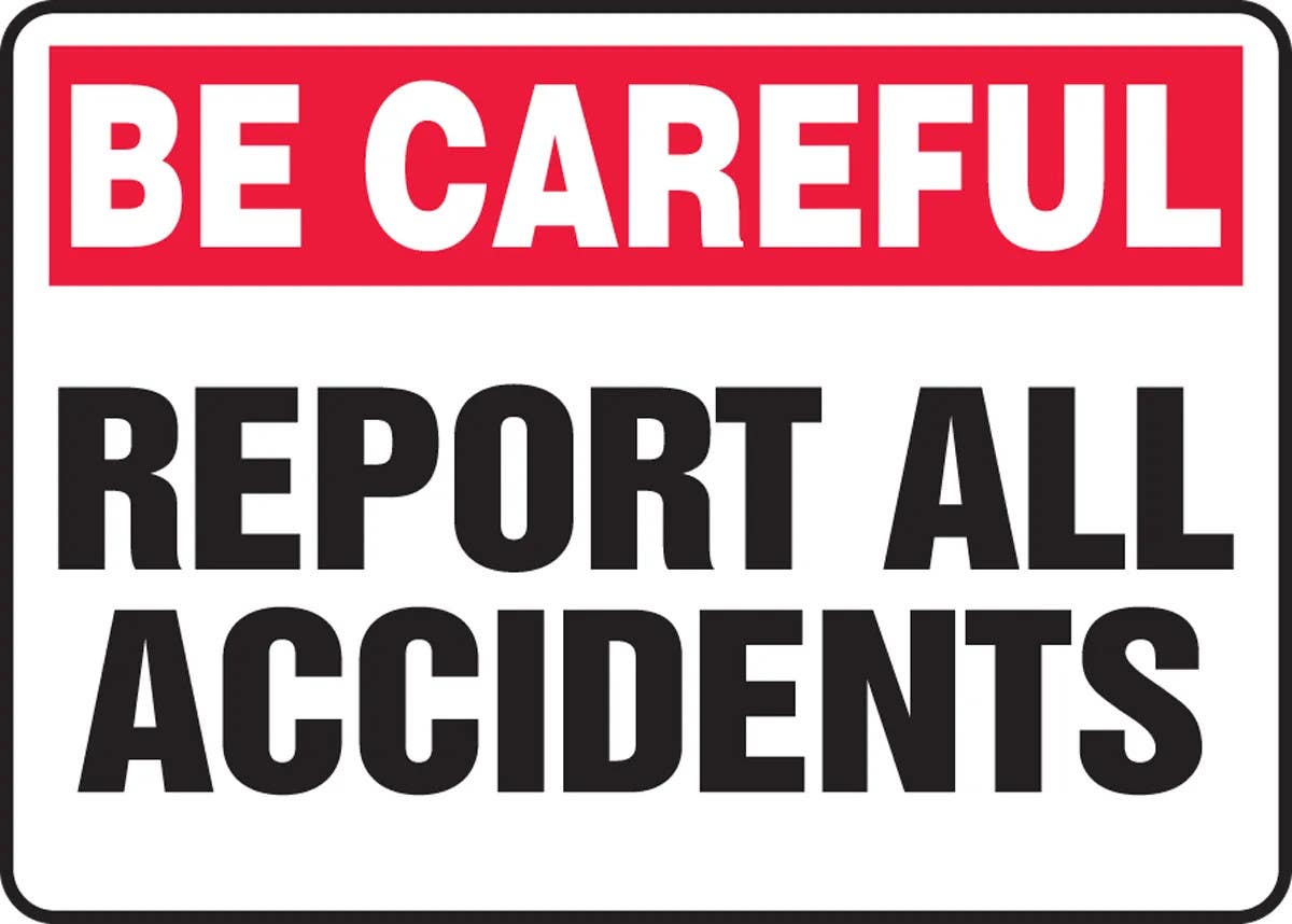 AccuformNMC MGNF969 Safety Sign, Report All Accidents, 10" H x 14" W