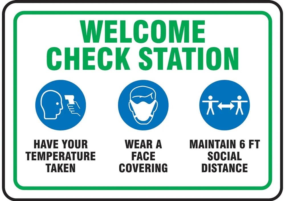 AccuformNMC MGNG925 Safety Sign, Welcome Check Station Have Your Temperature Taken Wear A Face…, 10" H x 14" W