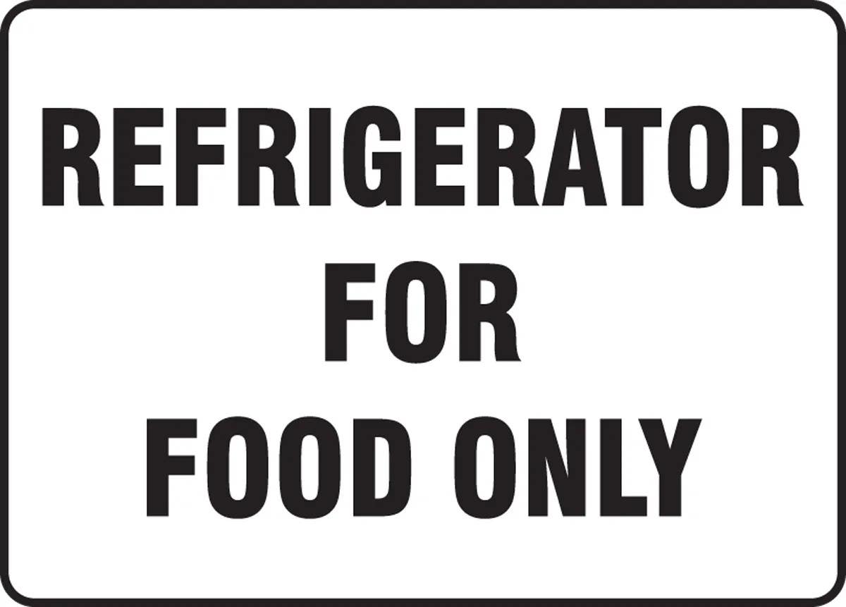 AccuformNMC MGS10 Safety Sign, Refrigerator For Food Only, Magnetic Vinyl