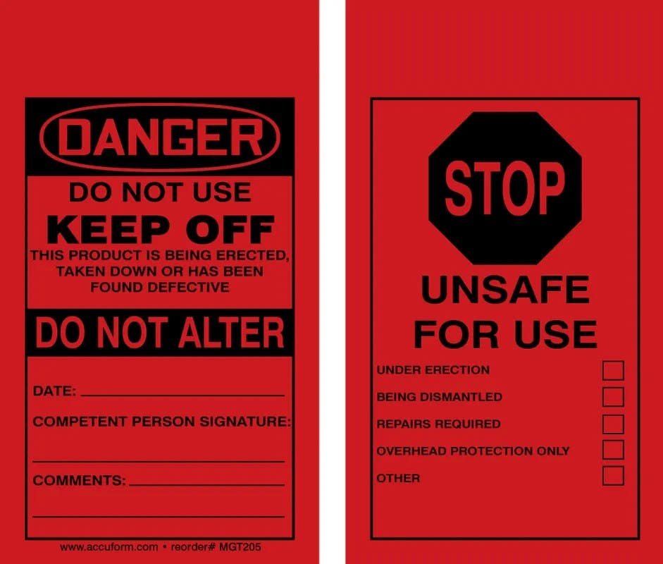 AccuformNMC MGT205 Scaffold Danger Status Tag, Do Not Use, Keep Off, This Product..., 5-3/4" H x 3-1/4" W, 5/Pk