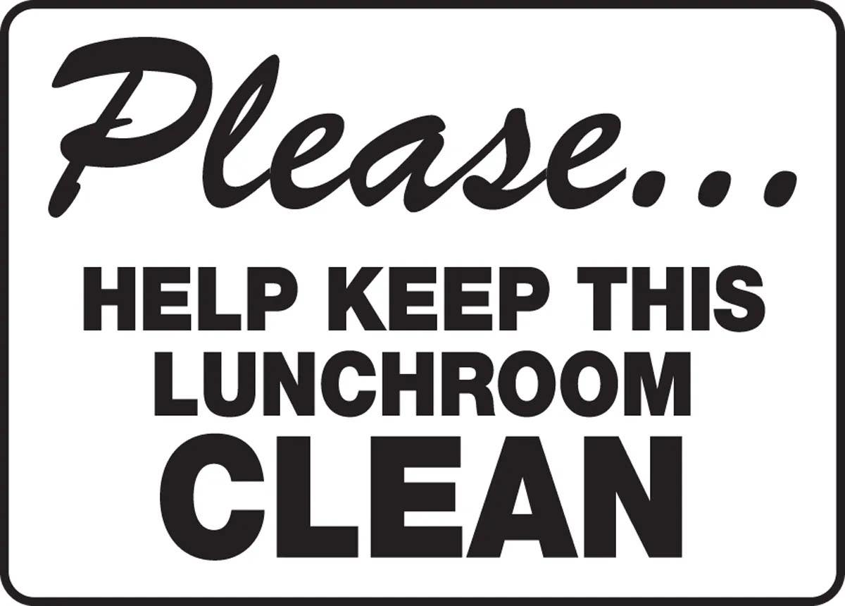 AccuformNMC MHSK925 Safety Sign, Please... Help Keep This Lunchroom Clean, 14" H x 10" W