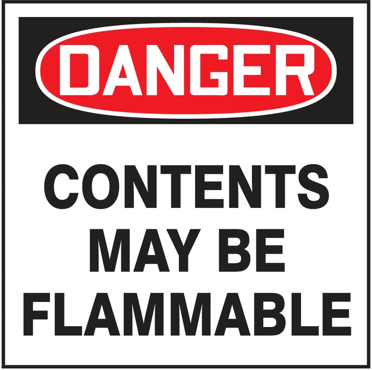 AccuformNMC MHZW101 OSHA Danger Drum & Container Label, Contents May Be Flammable, 6" x 6", 25/Pk