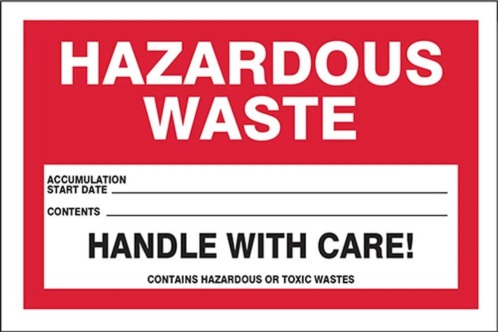 AccuformNMC MHZW15 Hazardous Waste Label, Hazardous Waste, 4" H x 6" W, 25/Pk