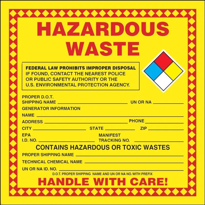 AccuformNMC MHZW19 Safety Label, Hazardous Waste, NFPA Diamond, 6" x 6", 25/Pk