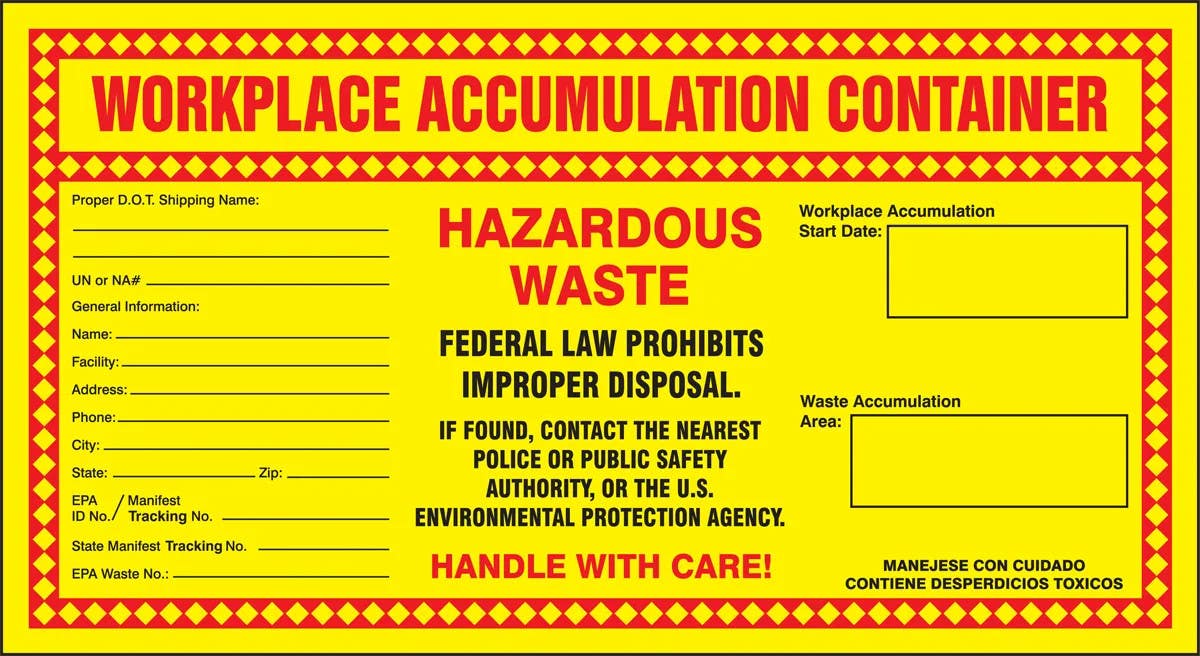 AccuformNMC MHZW22 Waste Accumulation Container Safety Label, Hazardous Waste, 6" H x 11" W, 25/Pk
