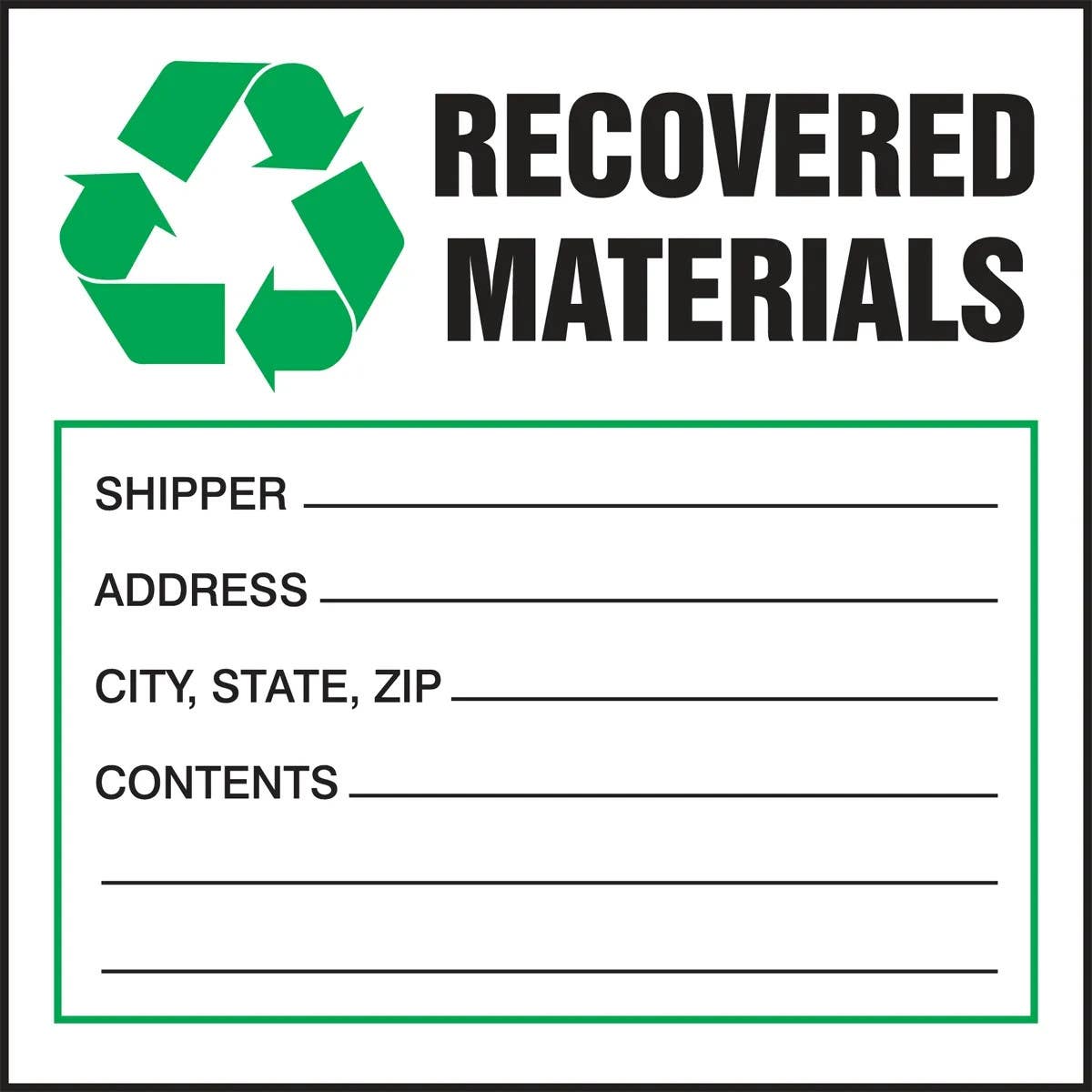AccuformNMC MHZW4 Safety Label, Recovered Materials, 25/Pk