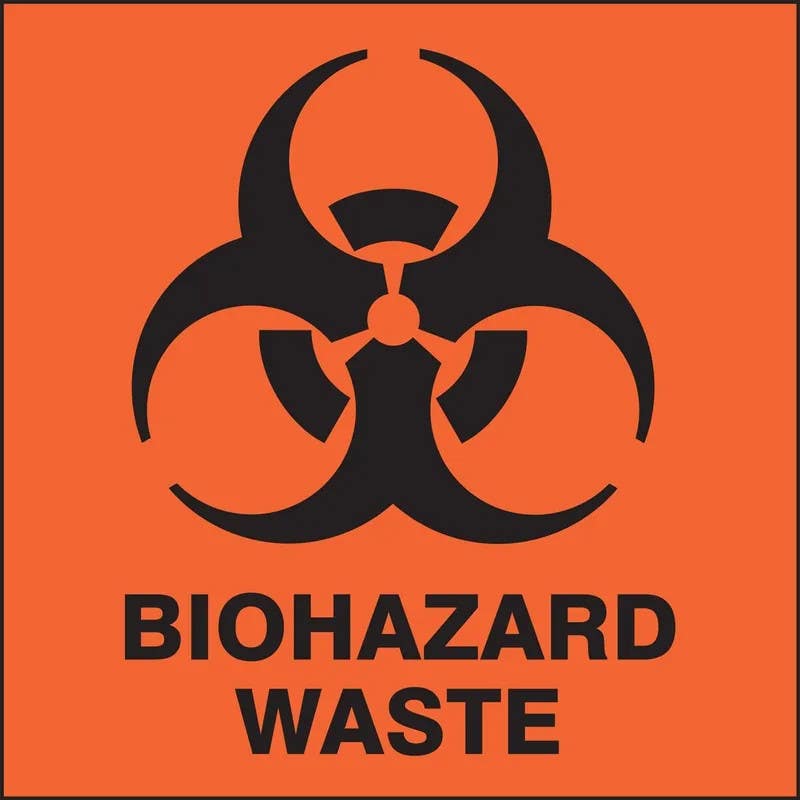 AccuformNMC MHZW501 Drum & Container Label, Biohazard Waste, 6" x 6", 25/Pk