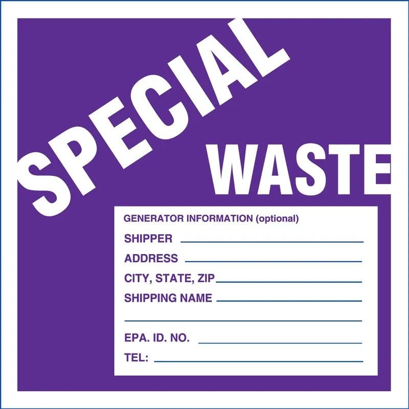AccuformNMC MHZW502 Drum & Container Label, Special Waste, 6" x 6", 25/Pk