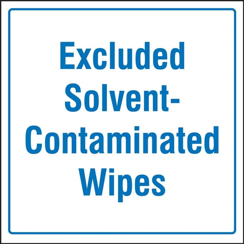 AccuformNMC MHZW504 Drum & Container Label, Excluded Solvent-Contaminated Wipes, 6" x 6", 25/Pk