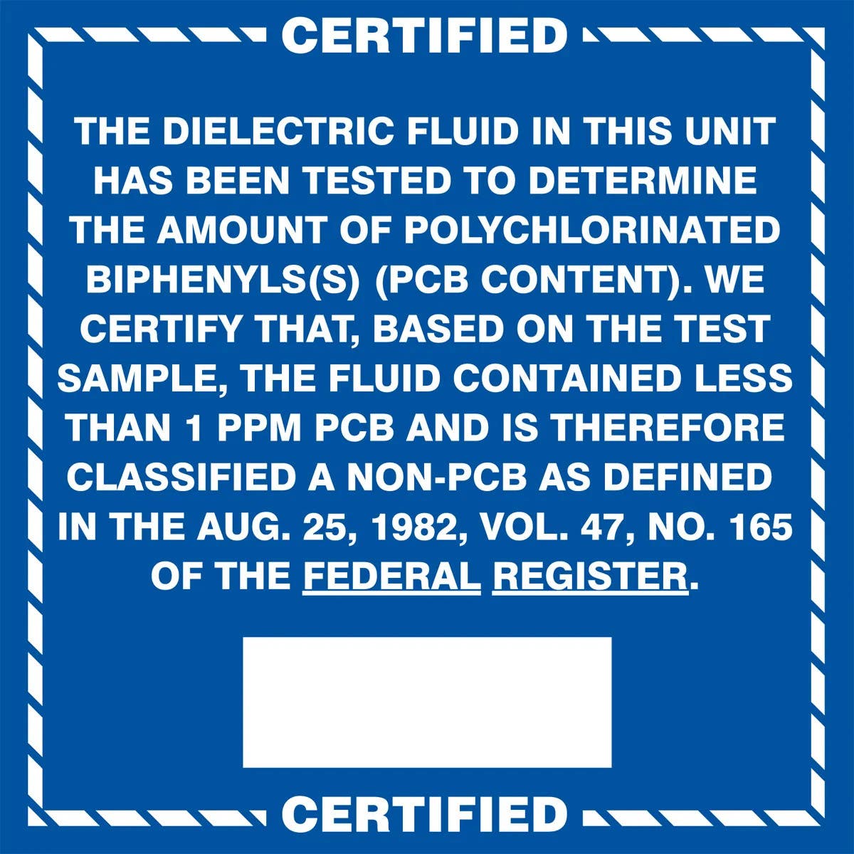 AccuformNMC MHZW560 Safety Label, Certified PCB Content, Adhesive-Poly Sheet, 6" x 6", 25/Pk