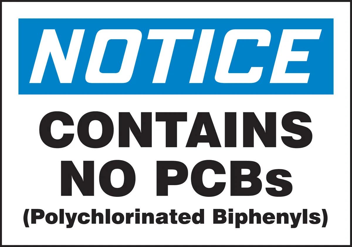AccuformNMC MHZW577 OSHA Notice PCB Label, Contains No PCBs, Adhesive-Poly Sheet, 3-1/2" H x 5" W, 25/Pk