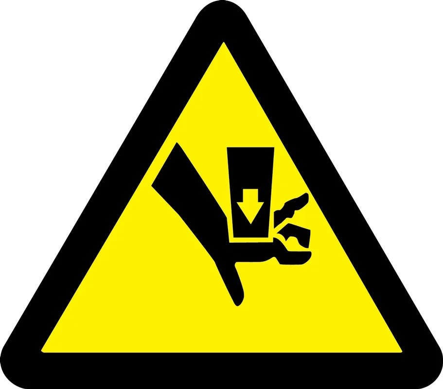 AccuformNMC MISO3 ISO Warning Safety Sign, Crush Hazard (2003/2011)