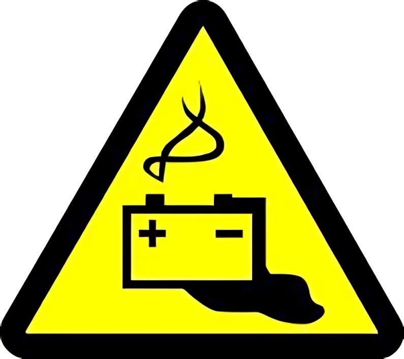 AccuformNMC MISO3 ISO Safety Sign, Battery Hazard, 2003/2011