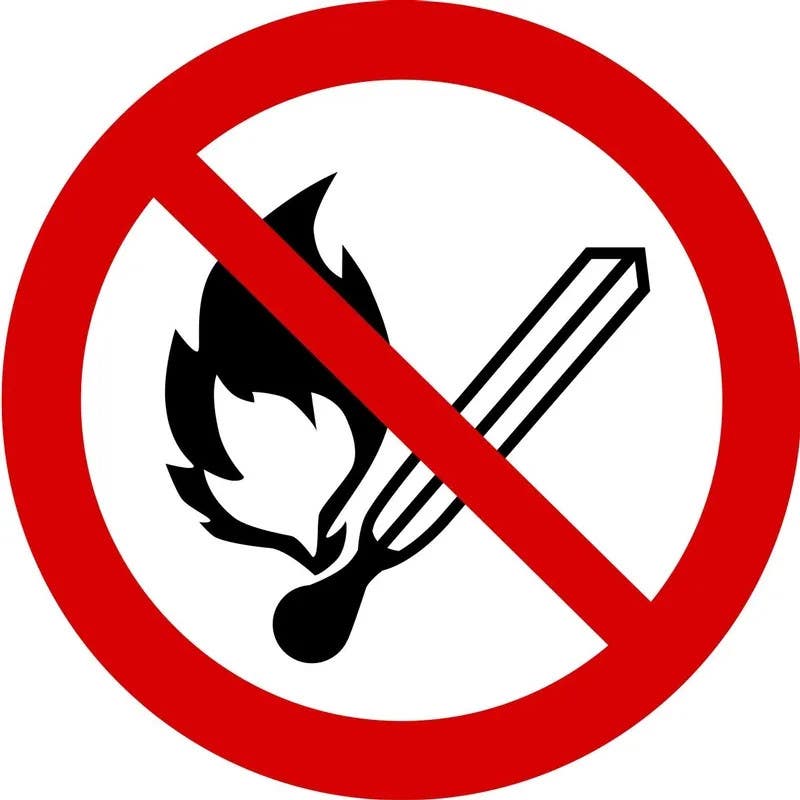 AccuformNMC MISO ISO Prohibition Safety Sign, No Fire Or Open Flame (2011)
