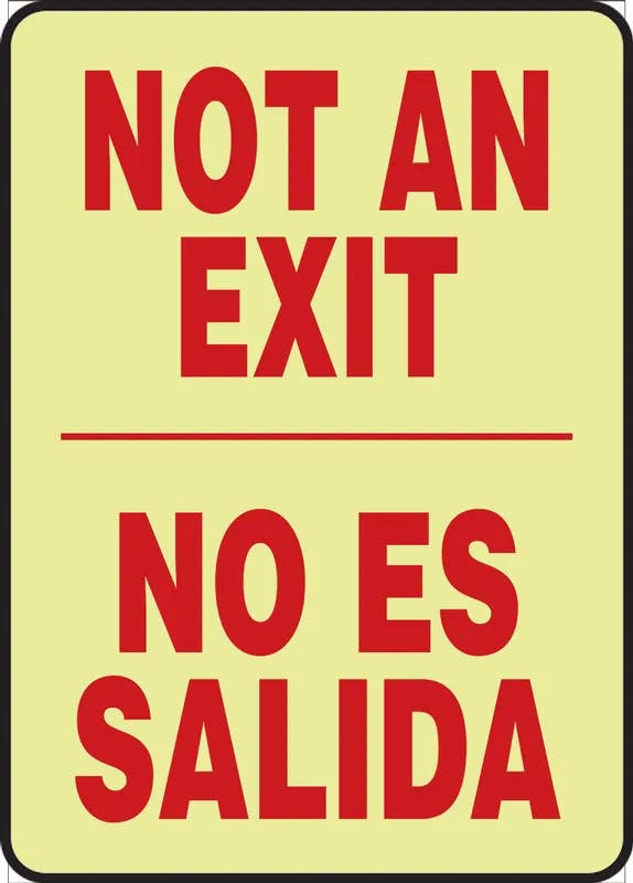 AccuformNMC MLAD213 Bilingual Safety Sign, Not An Exit/No ES Salida, 10" H x 7" W