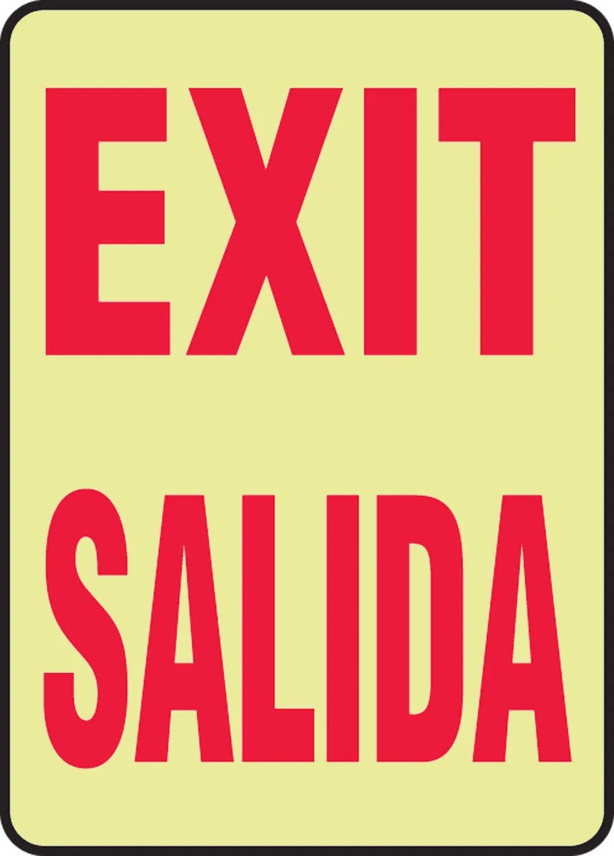 AccuformNMC MLAD216 Spanish Bilingual Glow-In-The-Dark Safety Sign, 10" H x 7" W