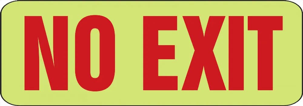 AccuformNMC MLAD505 Safety Sign, No Exit, 3-1/2" H x 10" W