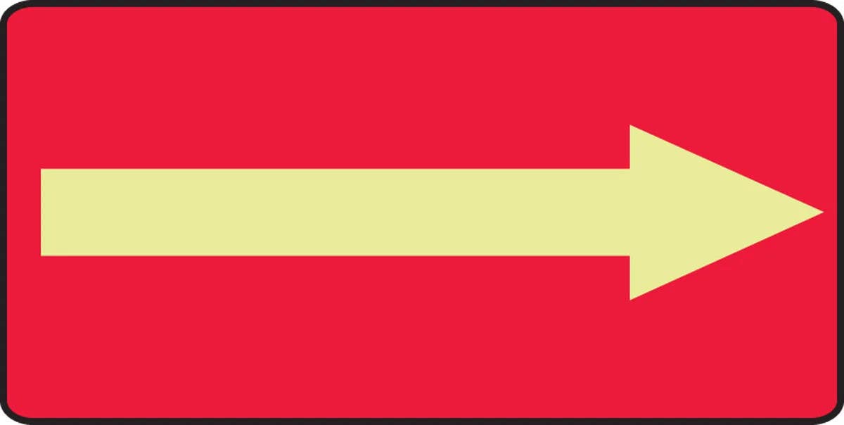 AccuformNMC MLAD512 Glow-In-The-Dark Safety Sign, (Arrow), 7" H x 14" W