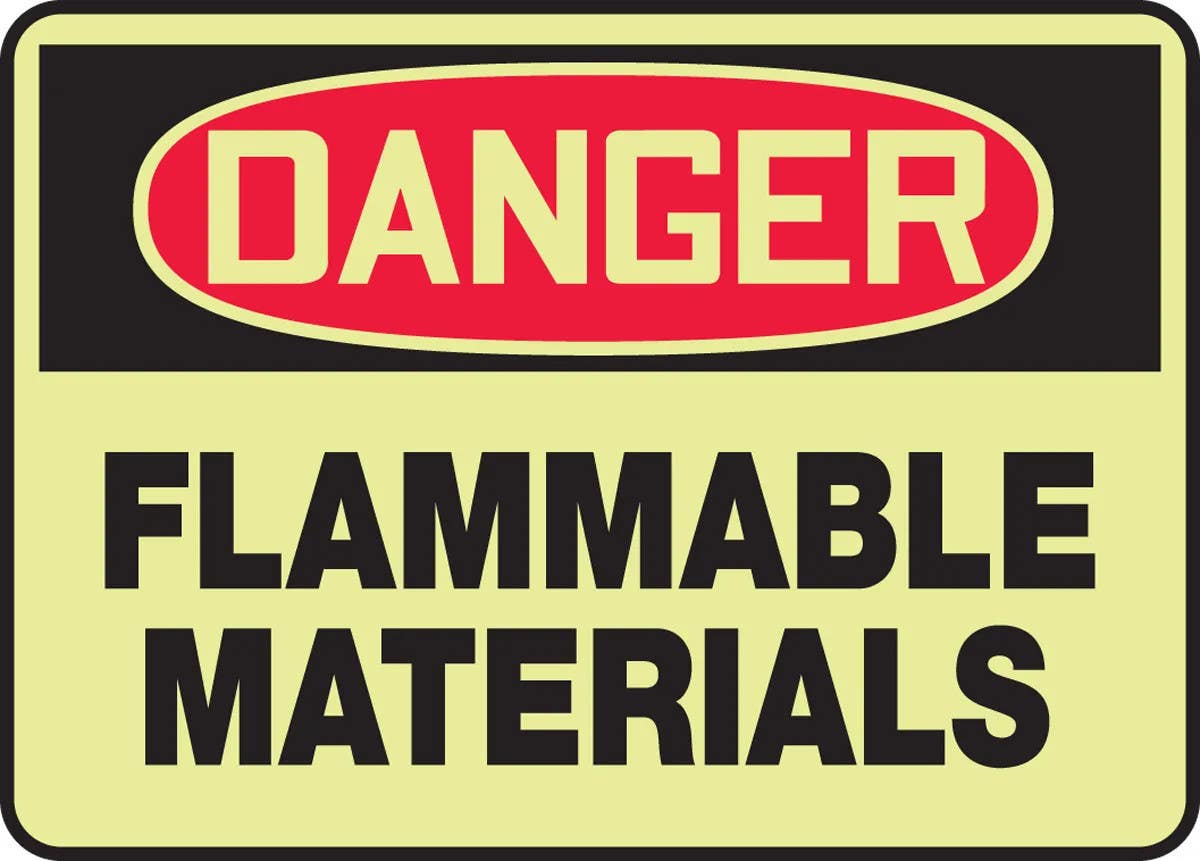 AccuformNMC MLCH108 Glow-In-The-Dark OSHA Danger Safety Sign, Flammable Materials, 10" H x 14" W