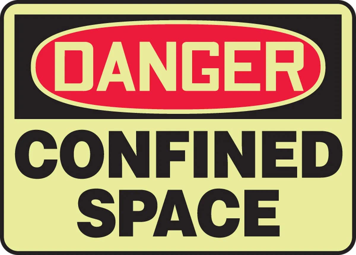 AccuformNMC MLCS100 OSHA Danger Glow-In-The-Dark Safety Sign, Confined Space, 10" H x 14" W