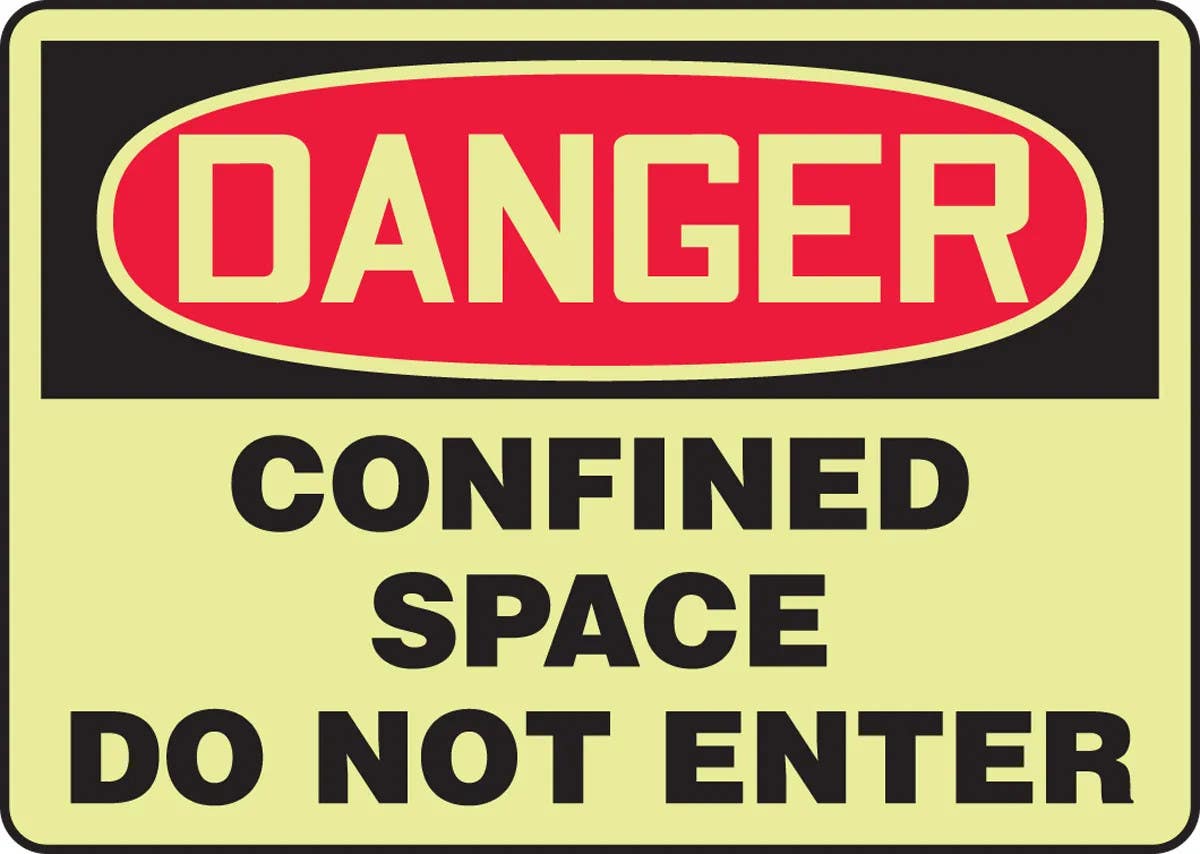 AccuformNMC MLCS104 OSHA Danger Glow-In-The-Dark Safety Sign, Confined Space, Do Not Enter, 10" H x 14" W