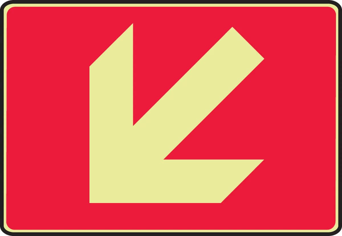 AccuformNMC MLEX5 Glow-In-The-Dark Safety Sign, Location And Direction