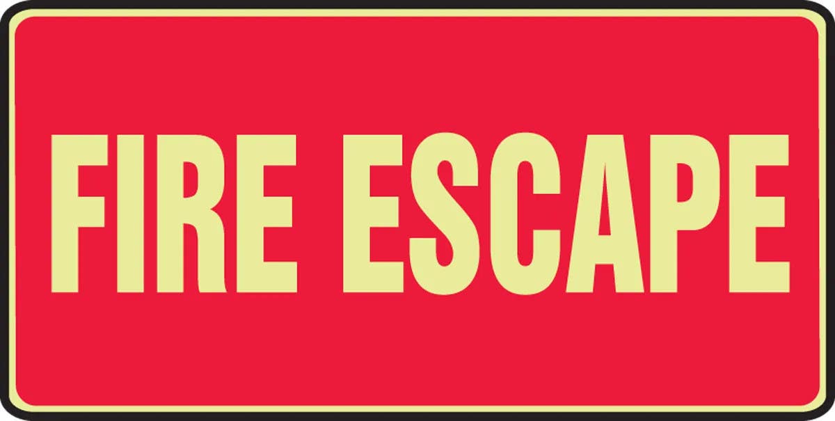 AccuformNMC MLEX519 Glow-In-The-Dark Safety Sign, Fire Escape, 7" H x 14" W