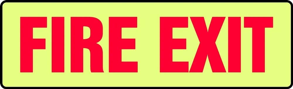 AccuformNMC MLEX523 Glow-In-The-Dark Safety Sign, Fire Exit, 3-1/2" H x 10" W
