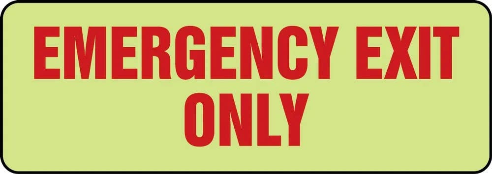 AccuformNMC MLEX535 Glow-In-The-Dark Safety Sign, Emergency Exit Only, 3-1/2" H x 10" W