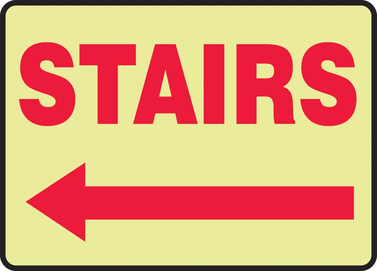 AccuformNMC MLEX54 Glow-In-The-Dark Safety Sign, Stairs, 10" H x 14" W