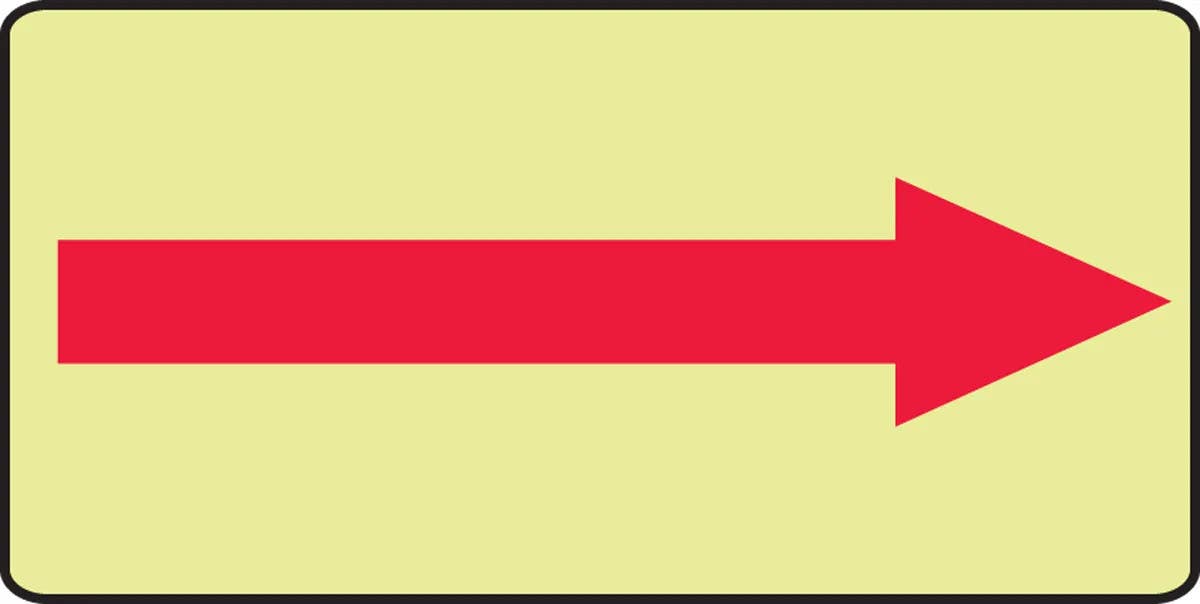 AccuformNMC MLEX548 Glow-In-The-Dark Safety Sign, (Red Arrow), 7" H x 14" W