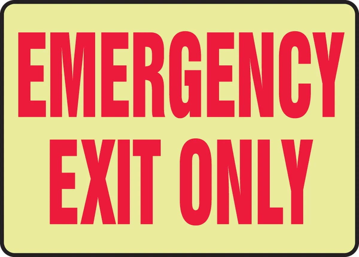 AccuformNMC MLEX5 Lumi-Glow Plus+ Safety Sign, Emergency Exit Only