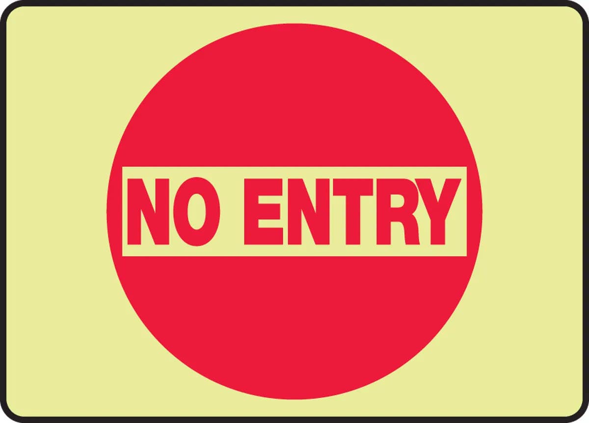 AccuformNMC MLEX564 Glow-In-The-Dark Safety Sign, No Entry, 10" H x 14" W